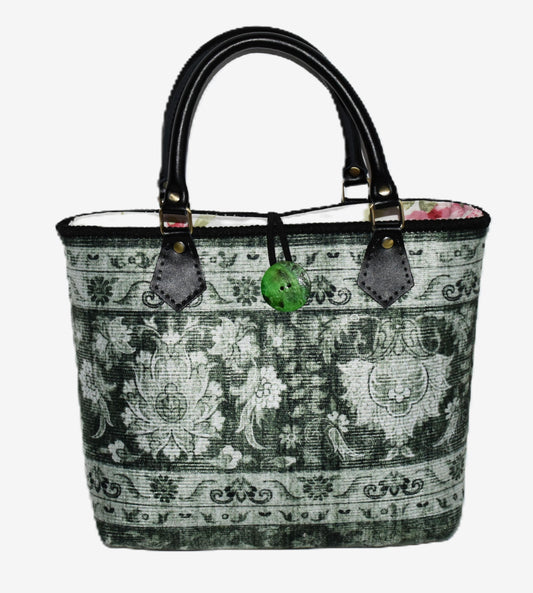 The Grace Tote – Verdant Scroll & Rose Reverie