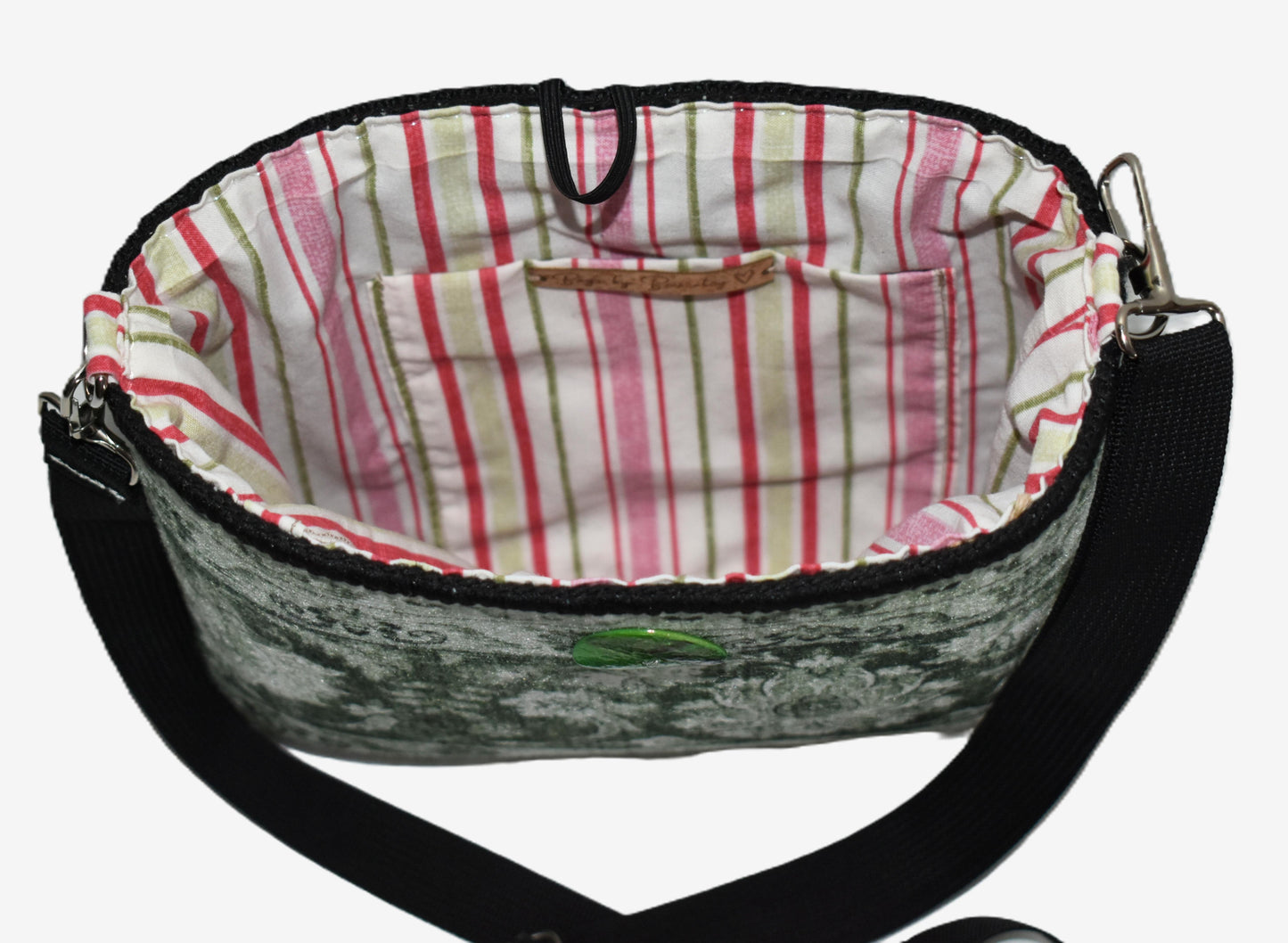 The Grace Shoulder Bag – Verdant Scroll & Carnival Stripe