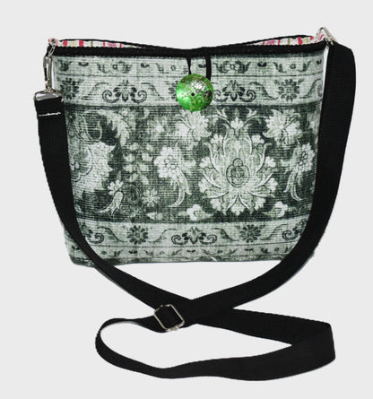 The Grace Shoulder Bag – Verdant Scroll & Carnival Stripe