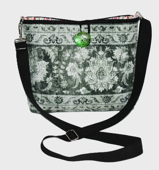 The Grace Shoulder Bag – Verdant Scroll & Carnival Stripe